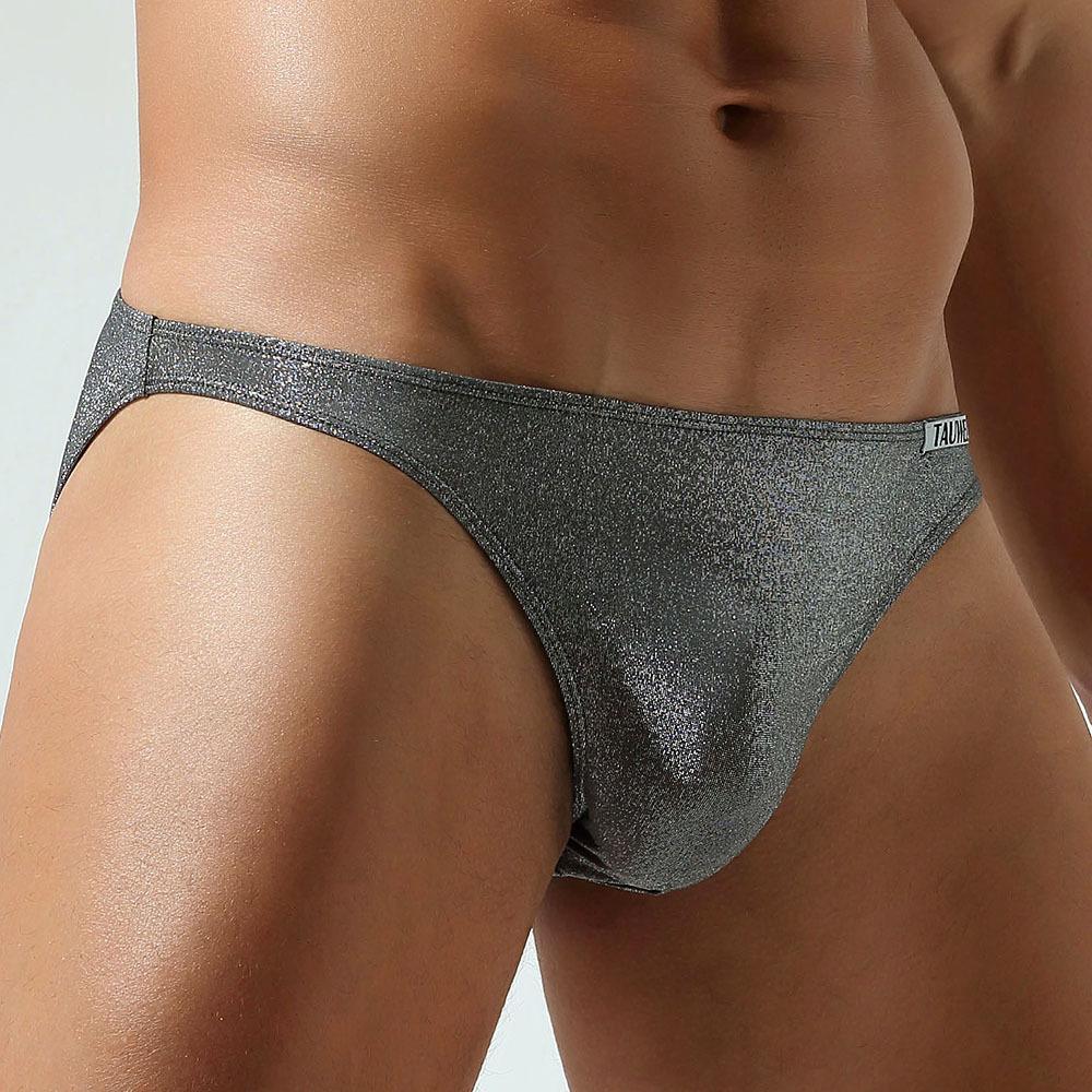 Pánské Sexy Nízké Kalhotky Třpytivé Jednobarevné Přiléhavé Spodní Prádlo Módní Prodyšné Trojúhelníkové Kalhotky