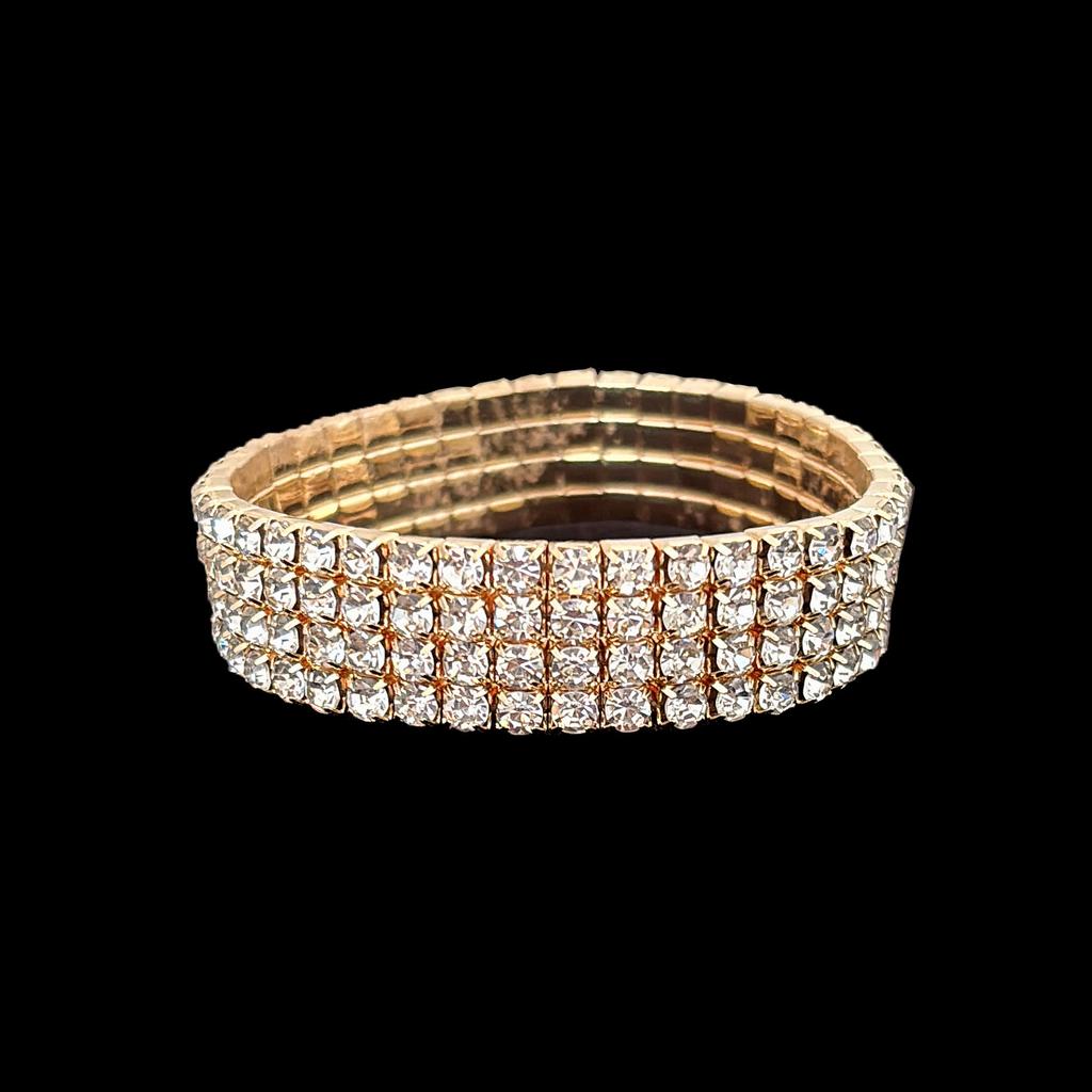 Women's Full Diamond Elastic Bracelet, Fashion Rhinestone Stretch Bangle