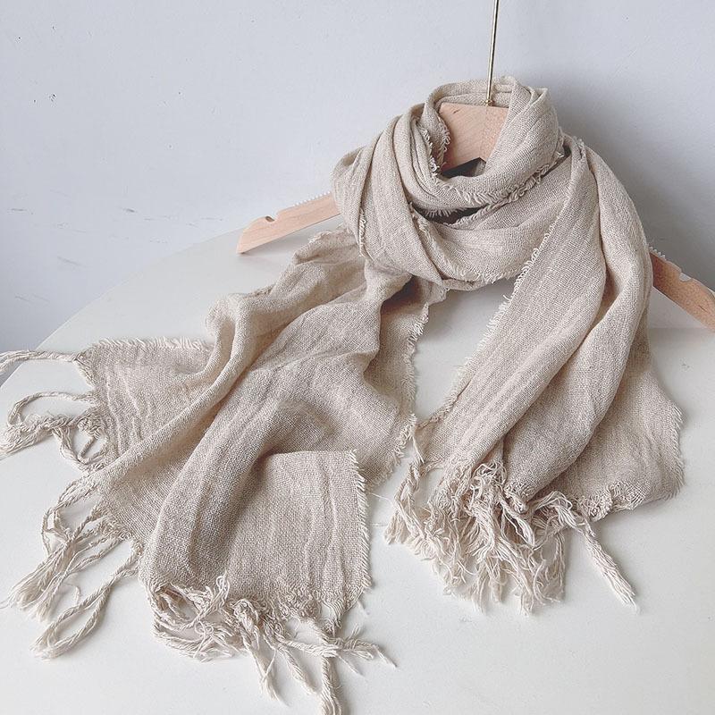 

Универсальный Ретро Этнический Однотонный Узкий Хлопково-Льняной Шарф Женский Летний Защита Шеи Мягкий Тонкий Полосатый Шаль