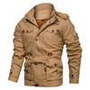 Brown 3D Pocket Casual Cotton Zipper Jacket - Thick, Warm, Loose Fit, Large Size