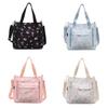Printed Pattern Casual Canvas Tote Bag With Zipper Closure For University Students School And Travel