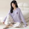 Fialový králík Dámské Pyžamové Soupravy Podzim Zima Dlouhé Rukávy Dlouhé Kalhoty Roztomilé Pyžamo Měkké Oblečení na spaní Útulné Pižama Dívčí Pjs Kawaii