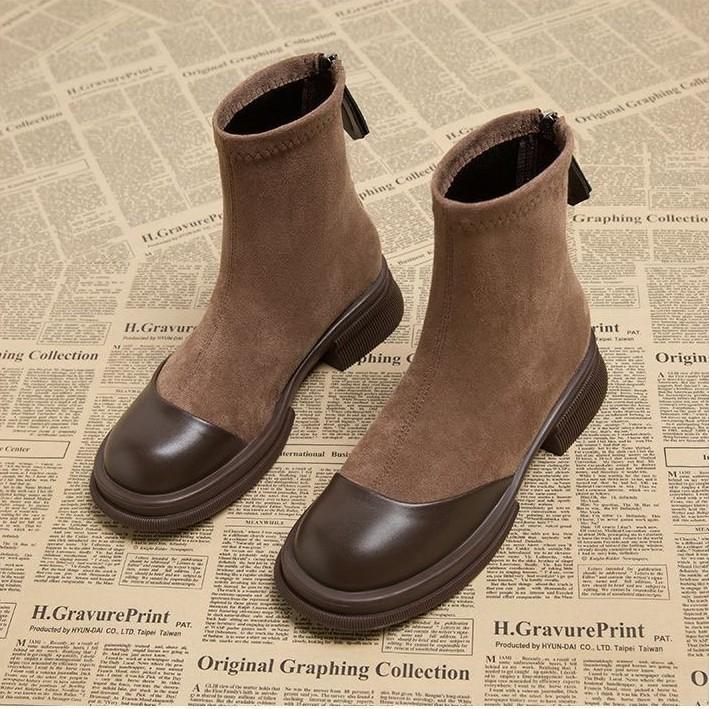Elastic Martin Boots Women's Thick Soles Increase 2025 Autumn and Winter New Internet Celebrity Explosion Small Fashion Short Boots Thin Boots