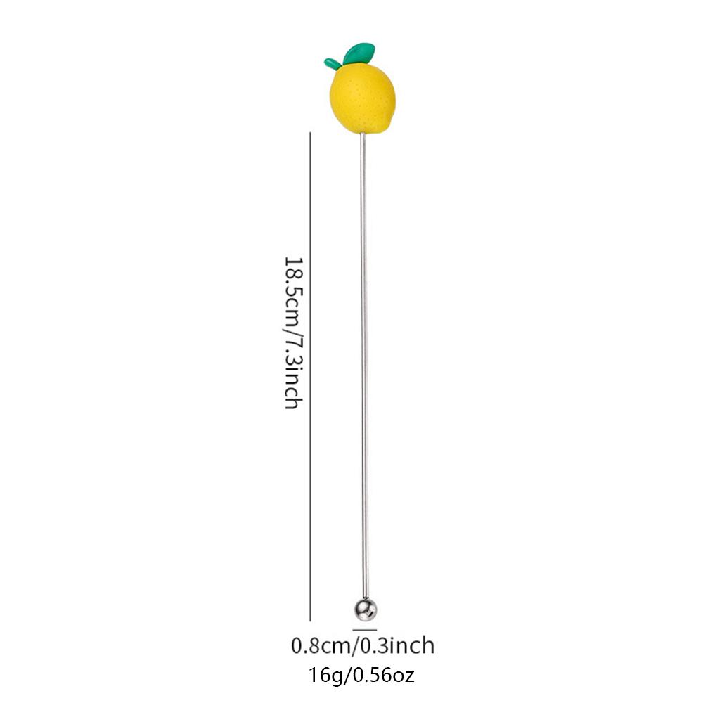 4Pcs Silicone Fruits Head Stainless Steel Stirring Rod Long Handle Cocktail Drink Mixing Sticks Mixer Barware Muddler Bar Accessories