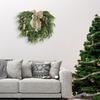 20 Inch Christmas Wreath for Front Door Real Touch Norfolk Pine Wreath with Cow Bell Pine Cones And Bow Faux Greenery Wreath