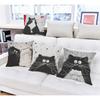Klassische Schwarz-Weiß-Katzen-Druck Heimdeko Kissenbezug Cartoon-Muster Baumwoll-Leinen Auto Sofa Kissenbezug Cojines