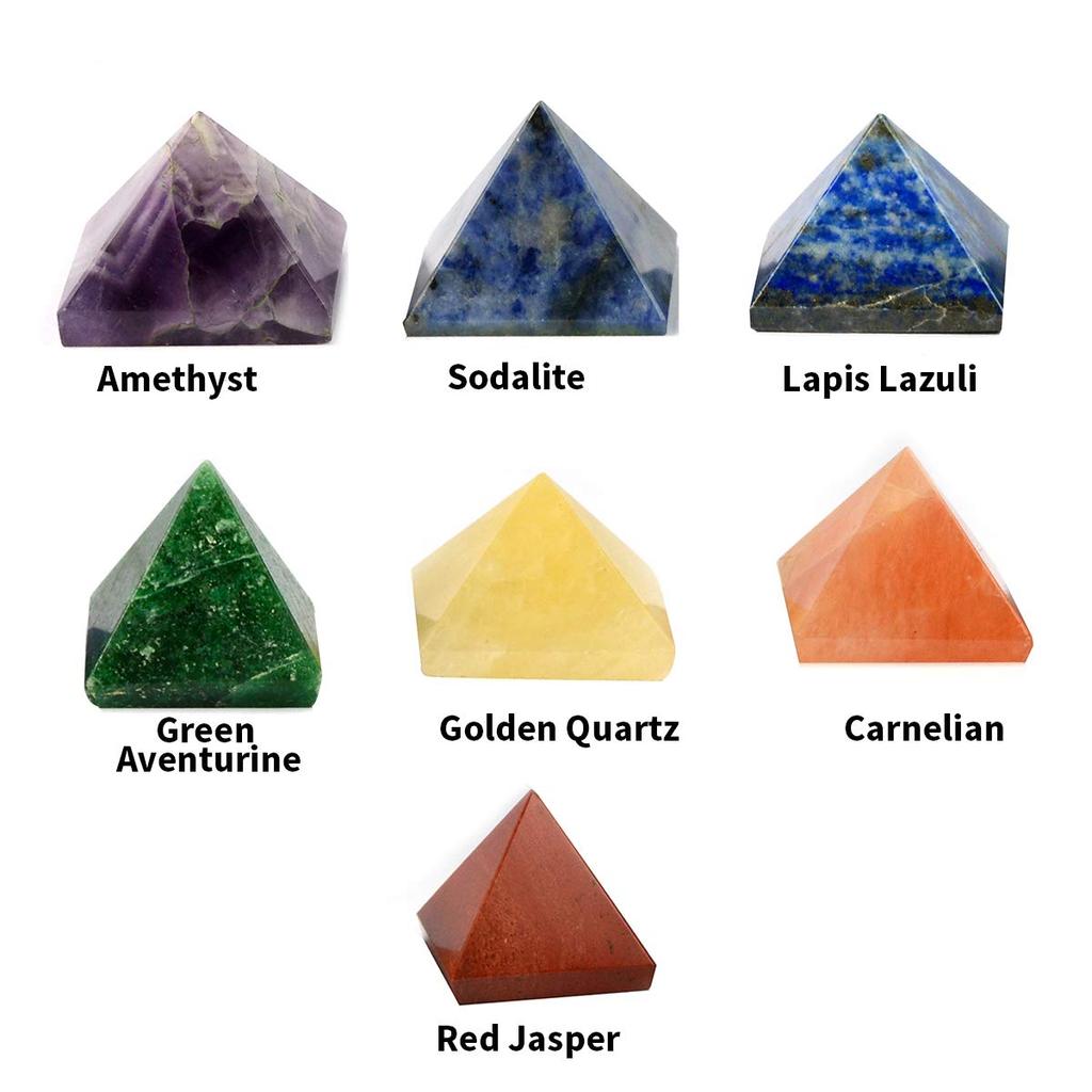 Reiki Crystal Products 7 Chakra Natural Crystal Stone Pyramid 10-12 Mm for Reiki Healing and Crystal Healing Stone Pyramids (Color : Multi)