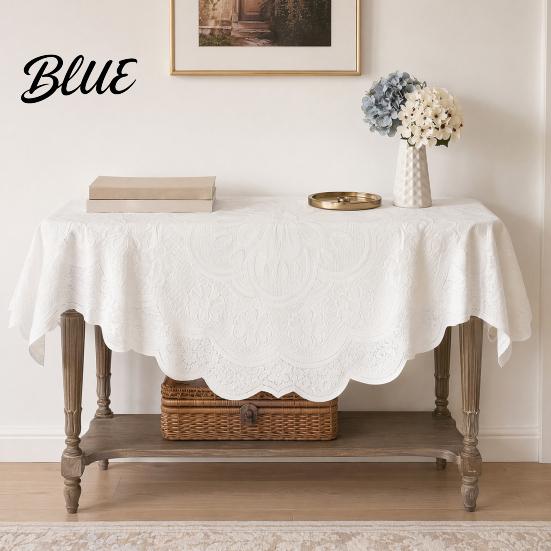 Square Lace Tablecloth Small Non-shrinking Scalloped Tablecloth White Floral Doily Vintage Style Table Cover for Coffee Side Tea Party
