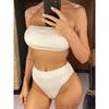 S - XL Bandeau Wrinkled Female Swimsuit High Waist Bikini Women Swimwear Two-pieces Bikini Set Bather Bathing Suit Swim