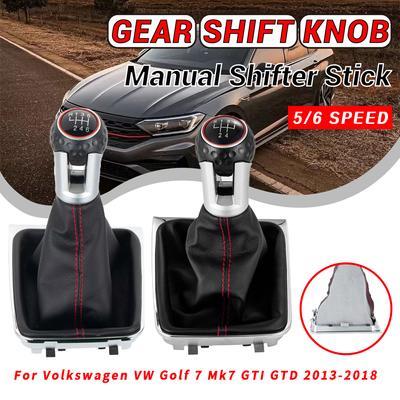 NEW For Volkswagen VW Golf 7 MK7 VII GTI GTD 2013-2018 5 6 Speed Manual Gear Shift Knob Lever HandBall Leather Boot Gaiter Cover
