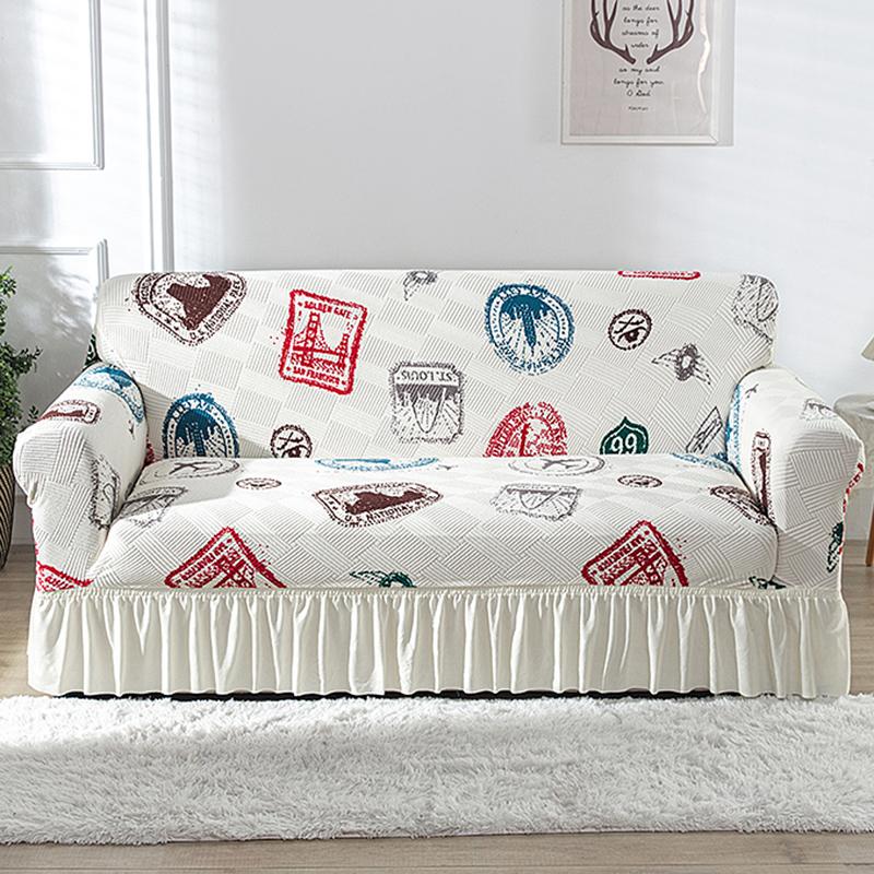 

Чехол для дивана с жаккардовым принтом и юбкой, эластичный чехол для дивана для гостиной, чехол для шезлонга, домашний декор, 1/2/3/4 места Small