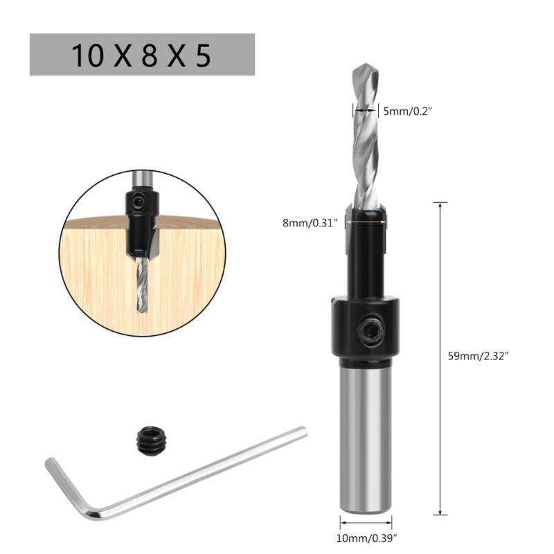 8/10mm Round Shank Countersink Drill Bit High Speed Steel Milling Cutter Metal Hole Cutter Woodworking Drilling Tools