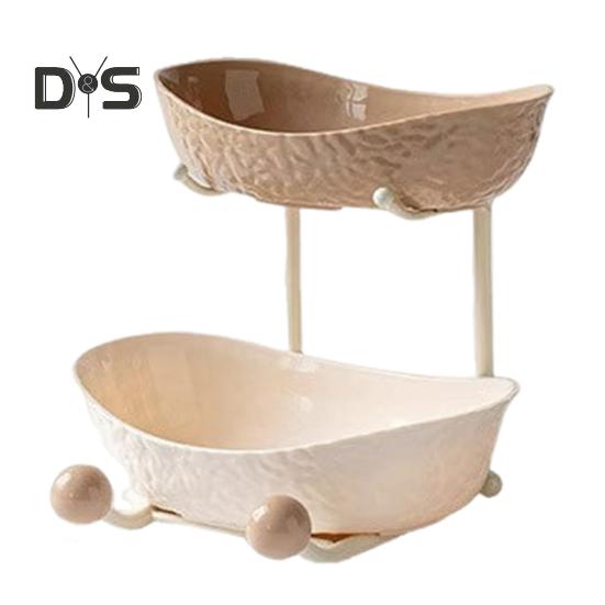 

2-х/3-х уровневый поднос для фруктов, пластиковая фруктовая чаша с металлической подставкой, кухонный держатель для фруктов, сервировочный поднос для еды, кексов, десертов Dual Layer