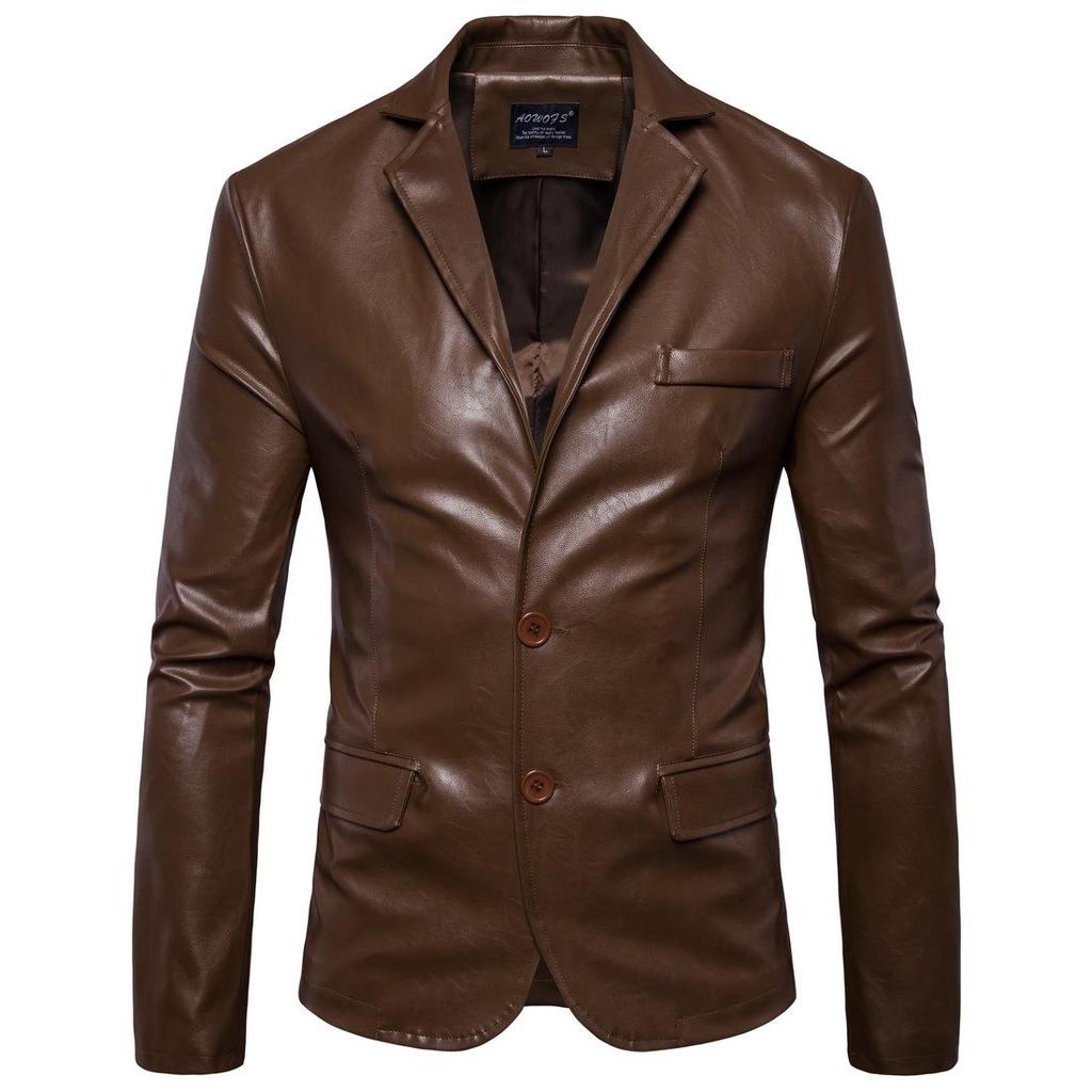 Men's Plus Size Spring/Autumn 2019 Motorcycle Leather Jacket B011