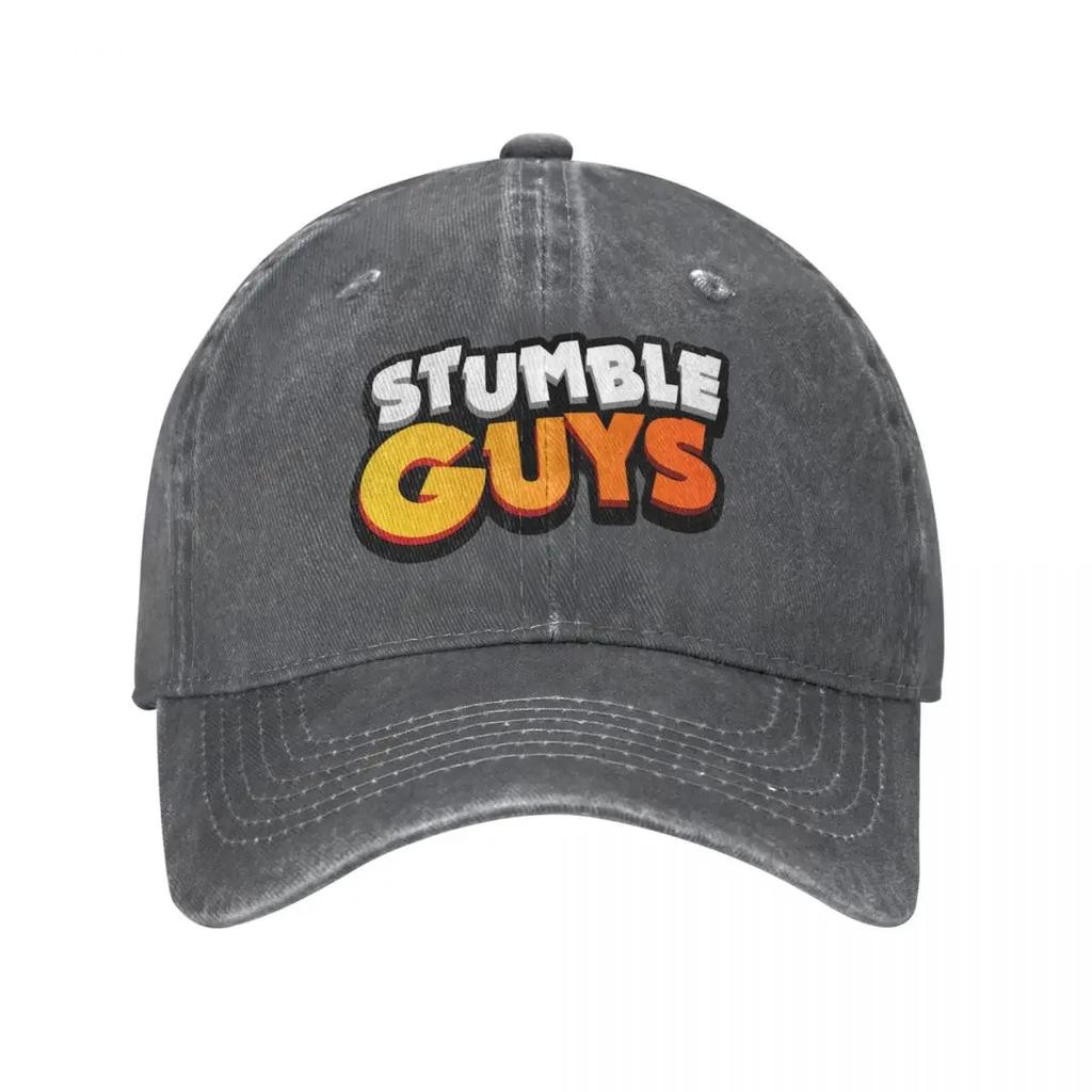 Stumble Guys Cartoon Baseball Caps Distressed  Washed Game Headwear for Men Women Outdoor Activities Adjustable Fit Cap Hat