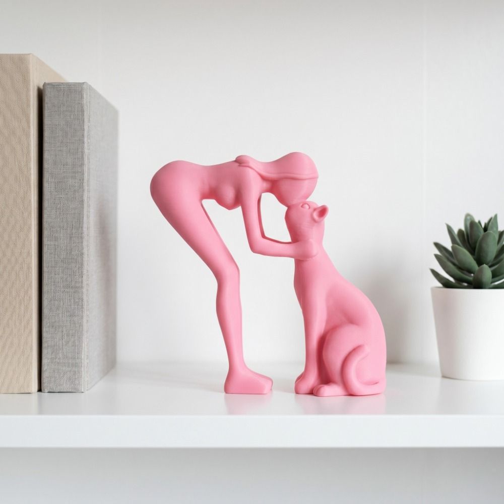 Nordic-Style Cute Cat Figurine Decoration Desktop Ornaments Kissing Cat Statues Home Office