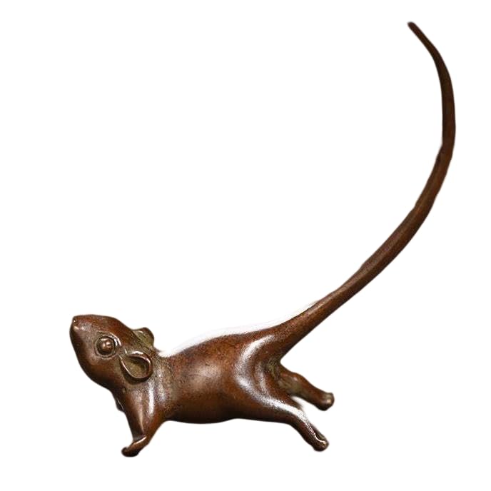 

Rat Zodiac Interior Retro [Nekogami-yama] Paperweight, Metalwork, Figurine, Decor, Vintage, коричневий