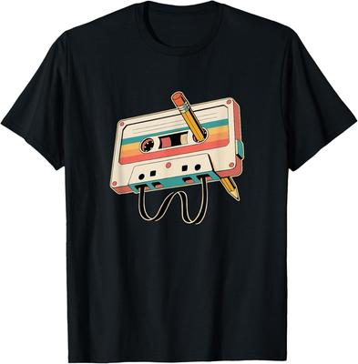 Retro Cassette Tape with Pencil 80s 90s Music Vintage Party T-Shirt Mens Womens Tees Top Unisex Shirt