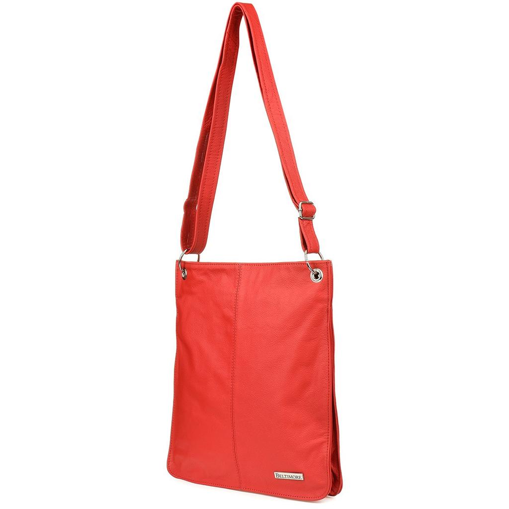 Damen Ledertasche rot Umhängetasche groß A4 Beltimore 972