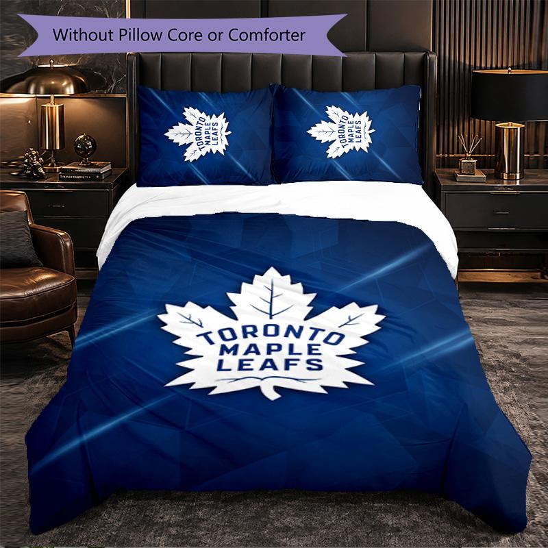 Toronto Maple Leafs Pattern Microfiber 3Pcs Bedding Set Decor Duvet Cover Set For Bedroom Home Use