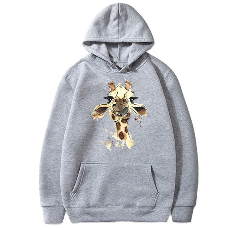 Giraffe Pattern Long Sleeve Hoodie