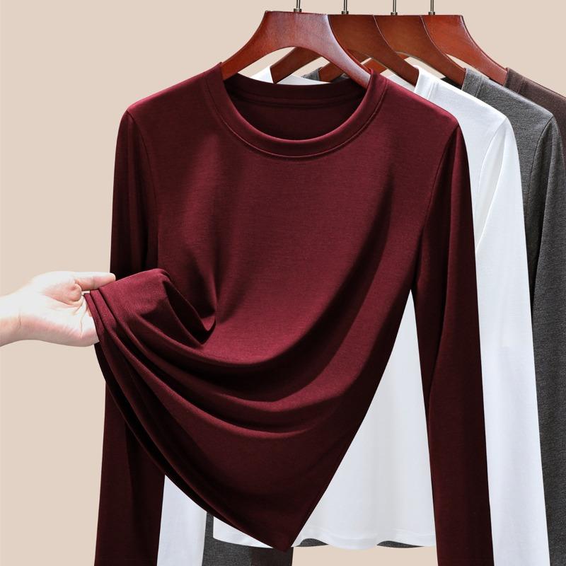Crew neck Tencel sunscreen blouse long sleeve shirt women's thin lyocell mask top new bottoming shirt