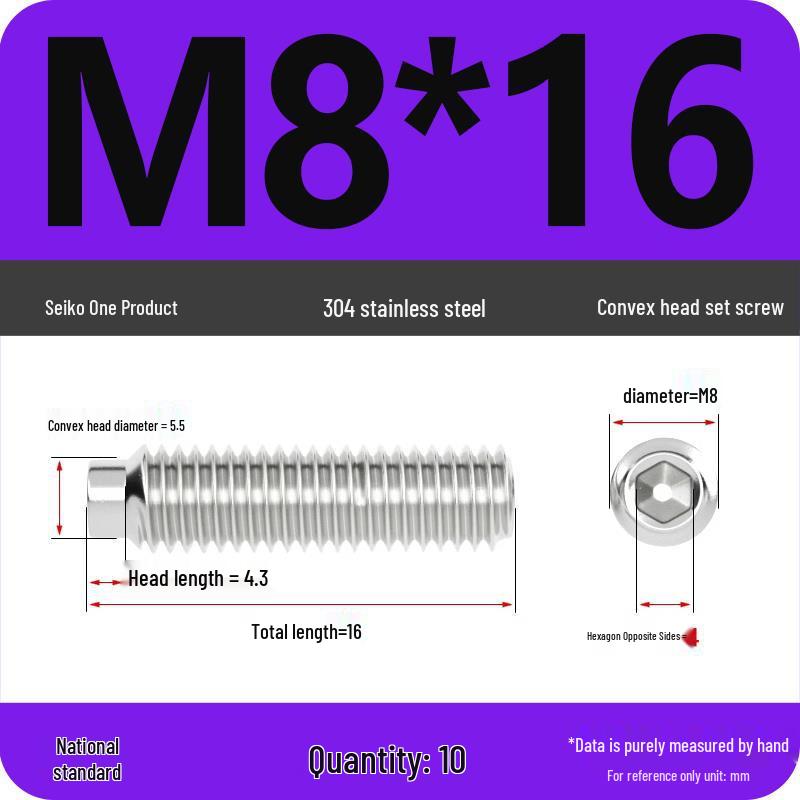304 Stainless Steel Cup Point Grub Screw - Sizes M3 To M10