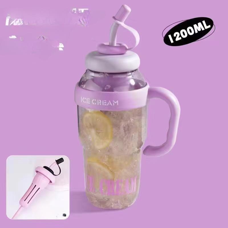 Summer Water Cup High Appearance Level Female Large Capacity Plastic Cup Ton Ton Bucket Belly Cup Cute Student Straw Water Cup