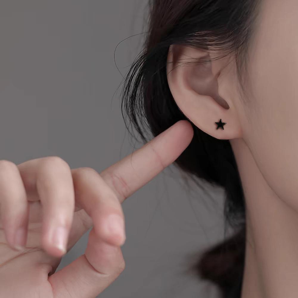 Bioceramic Mini Star Stud Earrings For Women Jewelry Allergy Prevention Piercing Ear Hole Accessory