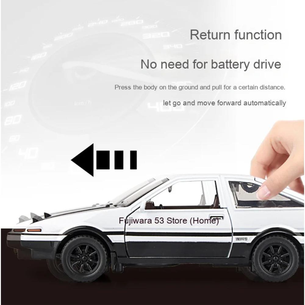 Initial D 1/30 Toyota AE86 Truend JDM Sports Car Alloy Diecast Metal Model Car Sound & Light Jump The Light Collection Hobby Boy