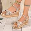 Bowtie Decor Gold Chunky Platform Sandals Women 2025 Summer Ankle Straps Wedge Sandals Woman Lightweight Thick Bottom Sandals