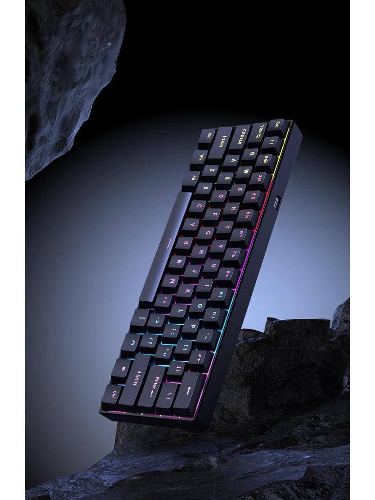 61-Key Wired Red Switch Mechanical Keyboard for Gaming and Office Use