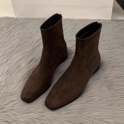 Fashion Women Short Suede Flats Heeled Boots Designer Classical Woman Shoes 2025 Fad New Trends Pumps Winter Chelsea Ankle Boots Mujer