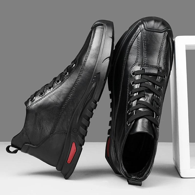 High Quality Mens Casual Shoes Genuine Leather Warm Winter Shoes Fashion Walking Sneakers Shoes for Men Luxury Brand Footwear