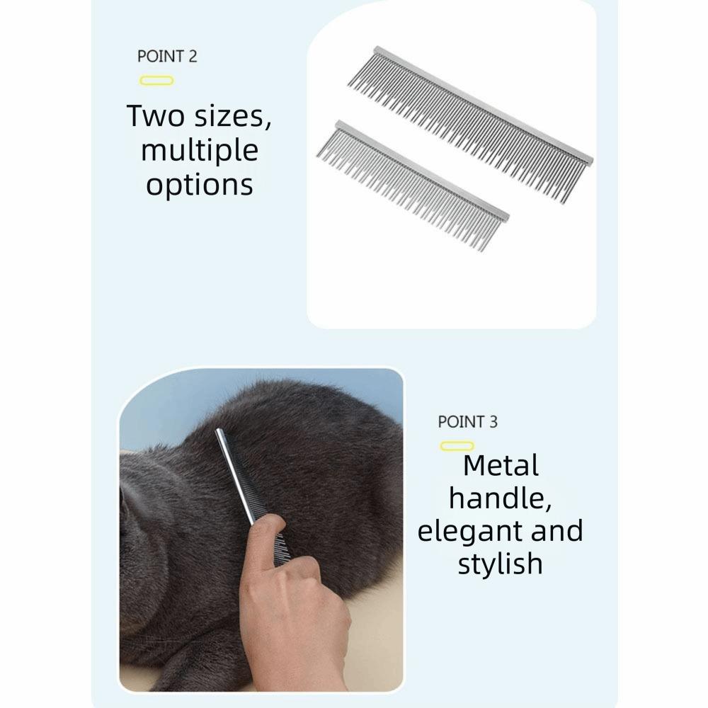 Double Toothed Pet Grooming Comb Short and Long Needles Anti-Static Detangling Grooming Tool High Low Teeth Reusable