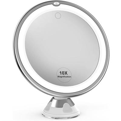 LED dolgu ışığı ile makyaj aynası 10X büyütme kuru pil vantuz katlanır örgü kırmızı güzellik aynası