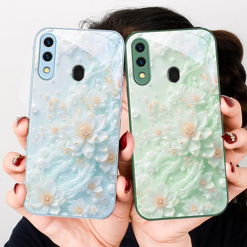 Schöne weiße Blumen Für Samsung A20 30 22 23 24 25 26 A31 32 33 34 A35 42 50 51 52 53 54 55 56 70 71 72 73 Glas Handyhülle