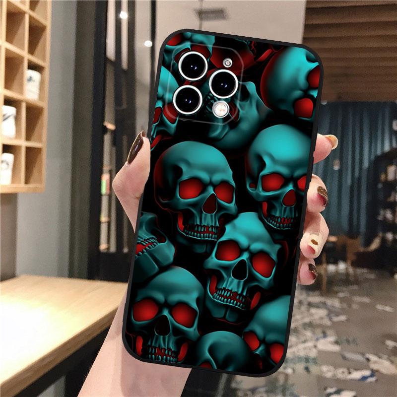 Phone Case Carcasa Funda For iPhone 17 Pro Max Air 16 15 14 13 Pro Max 15 16 Pro 15Plus Skull Case