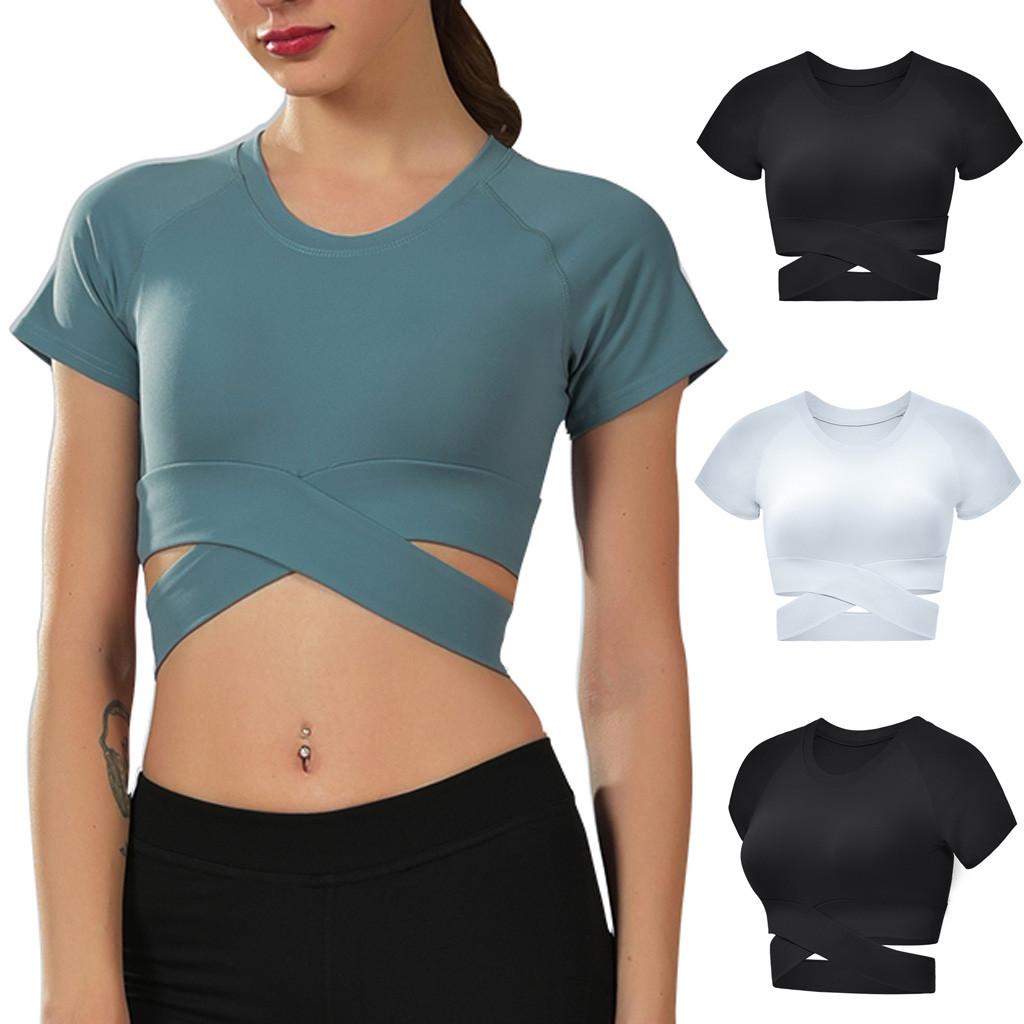 WANGSHUIJUN Women Fashion Sports Yoga Fitness Workout Cross Hollow Out Short Sleeve T-Shirt Yoga Top WANGSHUIJUN Women Fashion Sports Yoga Fitness Workout Cross Hollow Out Short Sleeve T-Shirt Yoga Top