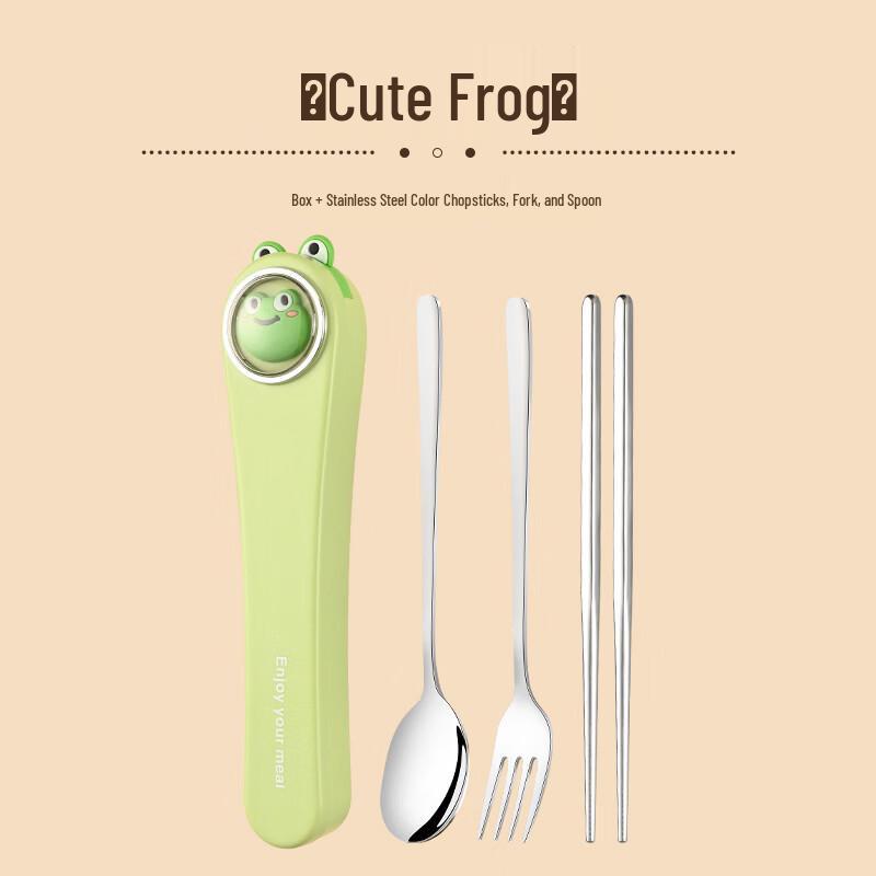 

Abay Cartoon Frog Stainless Steel Portable Cutlery Set