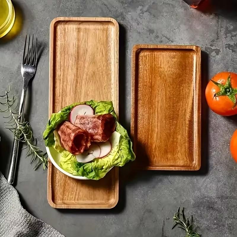 1 Stück Holz-Serviertablett - Multifunktionales Snacktablett, Küchen-Dekorationstablett, Sehr gut geeignet für Küche und Restaurant