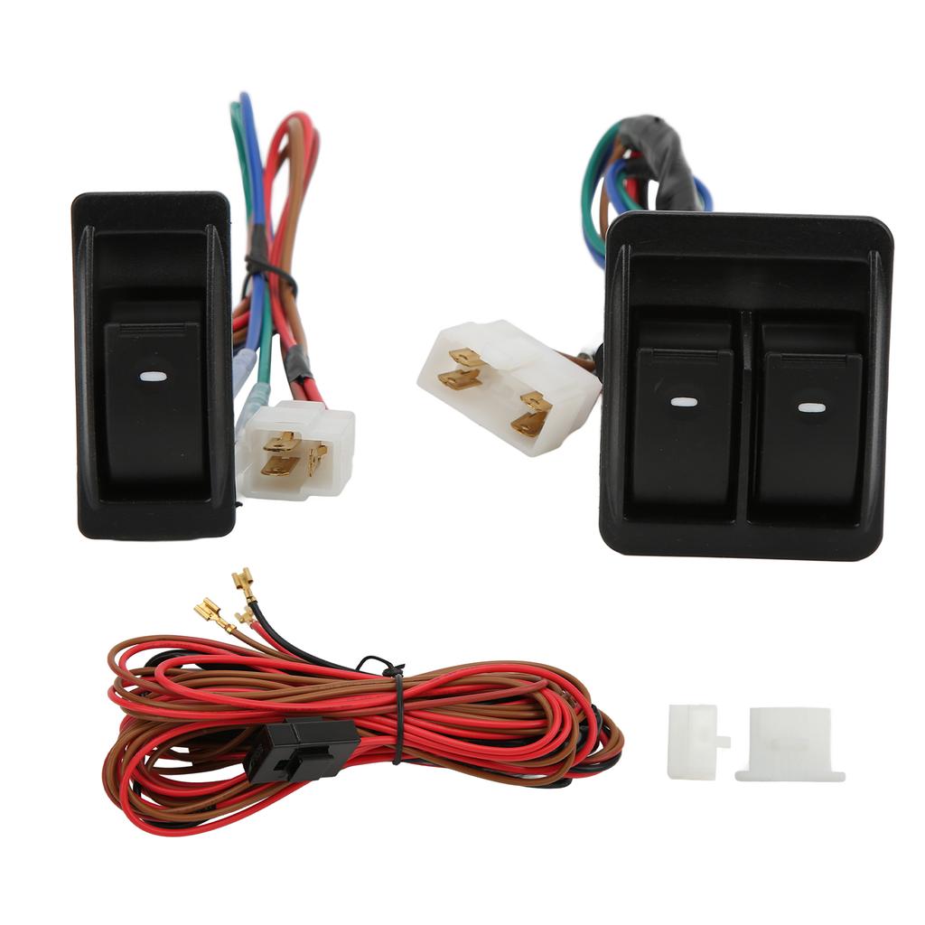5pcs Universal Car Power Electric Window Switch Regulator Kits with Wiring Harness for 2 Doors
