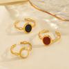 Geometric Oval Enamel Open Ring Stainless Steel Gold Color Trendy Aadjustable Finger Ring Women Minimalist Zircon Wholesale