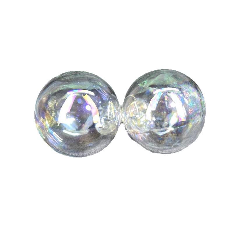 Dreamy Summer Colorful Bubbles S925 Silver Stud Earrings - Sweet Transparent Glass Ball Ear Accessories