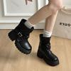 Fashion Western Short Boots Women 2025 Spring and Autumn New Retro Thick High Heels Shoes Platform Trouser Stacked Suede Ankle Boots