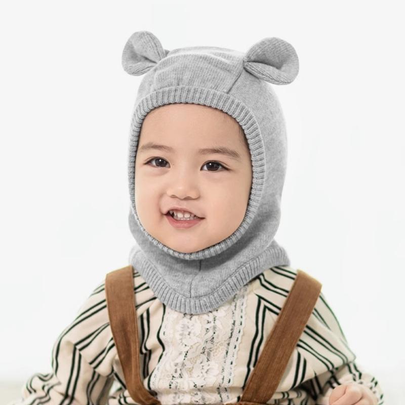Baby Strickmütze, Herbst Winter Baby Mädchen Jungen Kopfschutz Mützen Kappe Integrierter Ohrenschutz Mütze Warme Mütze Kappe