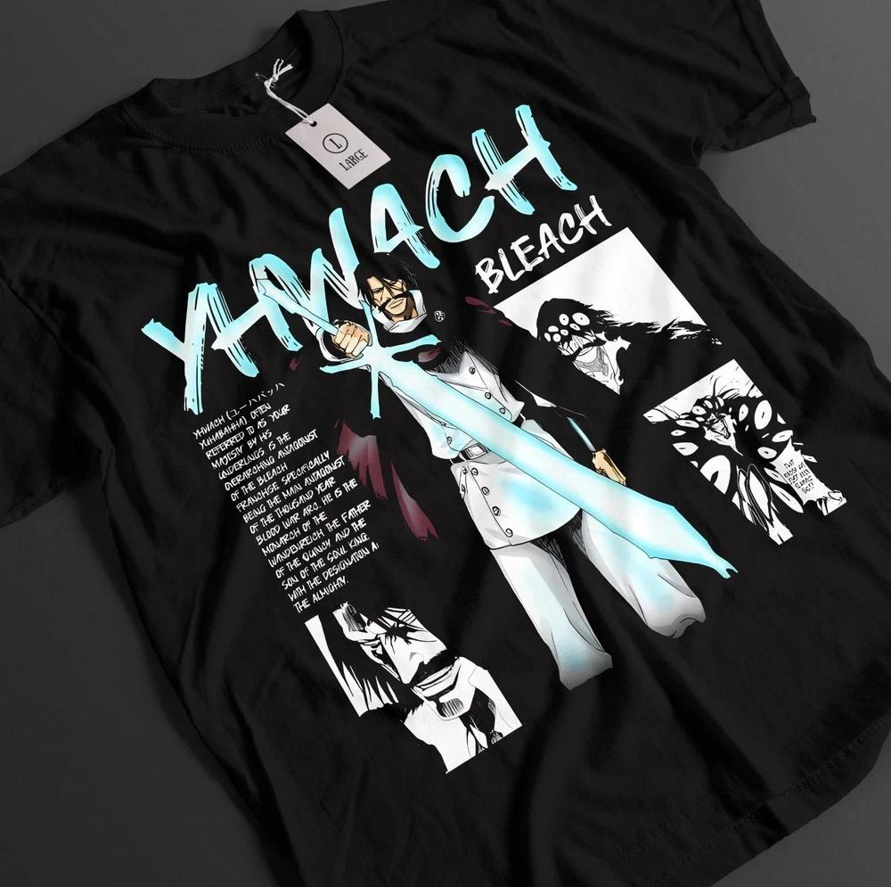 Anime Bleach Yhwach Ichigo Bankai Aizen Zaraki Graphic Black Tshirt Size S4XL S