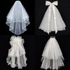 Wedding Tulle Bridal Lace Veil with Bowknot/Floral Trim Elegant Bridesmaids Veil