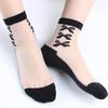 5 Pairs Fashion Transparent Socks Bow Floral Transparent Silk Socks Crystal Silk Socks for Women