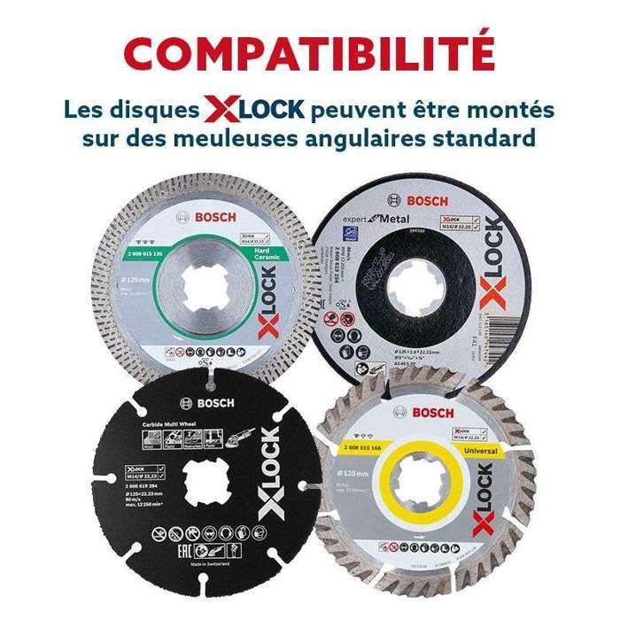 Coffret de disques X-LOCK - BOSCH - 2608619374 - 125 mm - Remplacement rapide - Compatible meuleuses